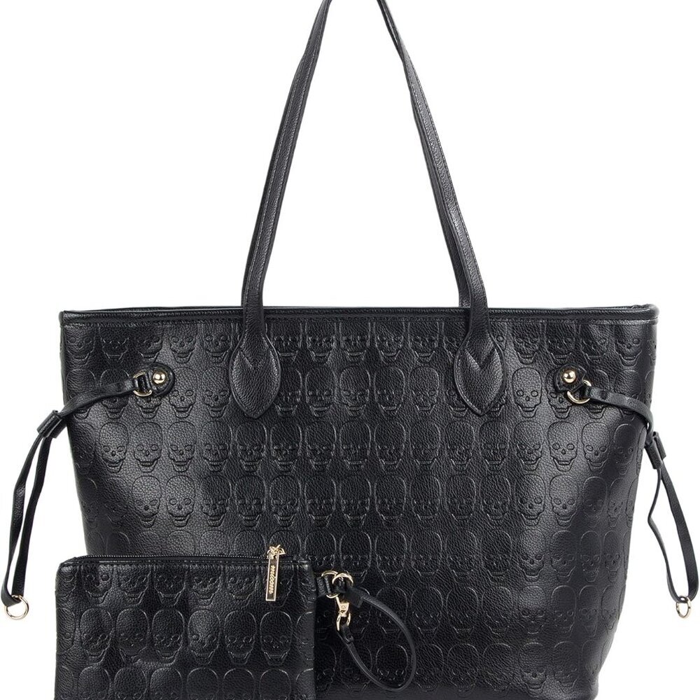 Women Devil Skull Purse Handbags Pu Leather Top-Handle Satchel Shopping Bag with